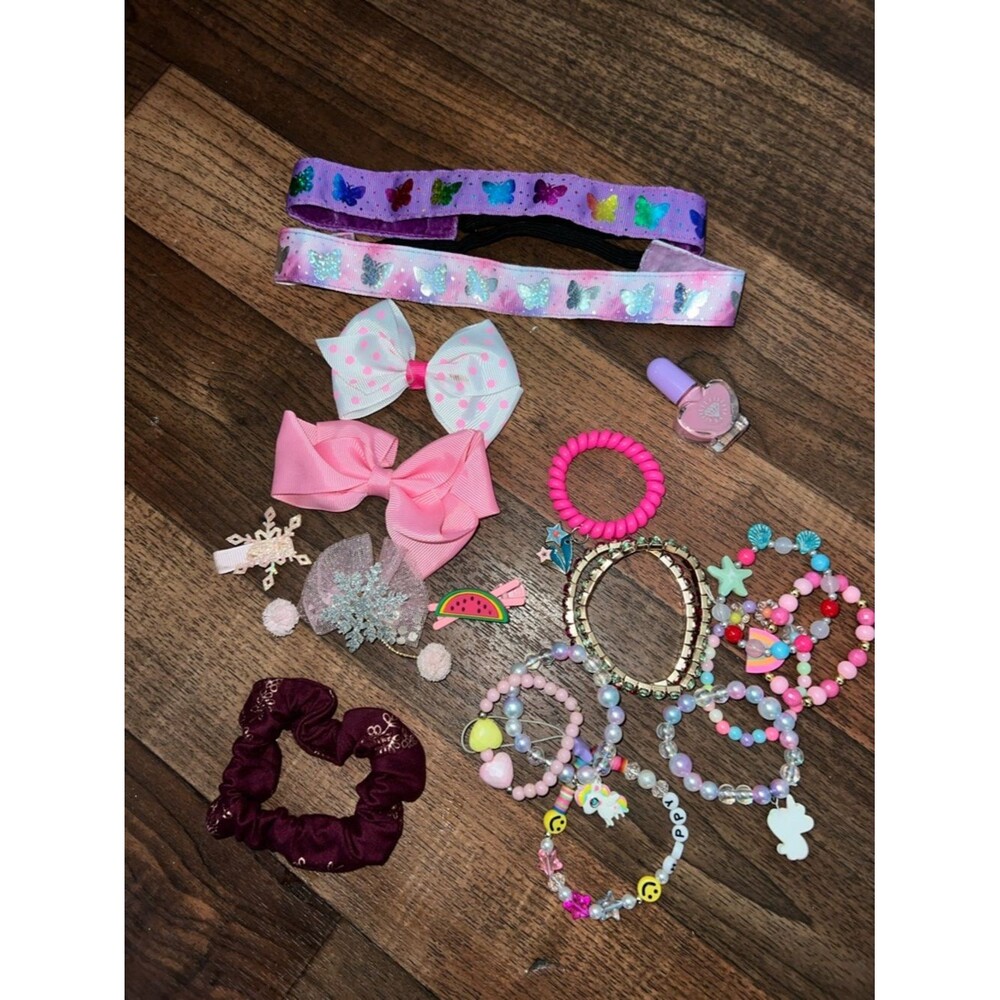 Kids Purple and Pink Butterfly Hairbands & Jewelry Set